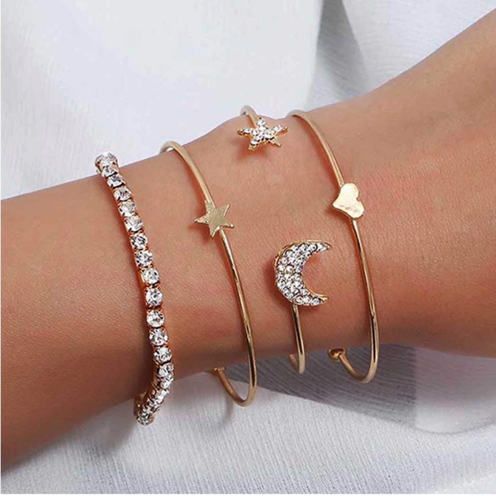 4pc Gold Plated Bracelet Set